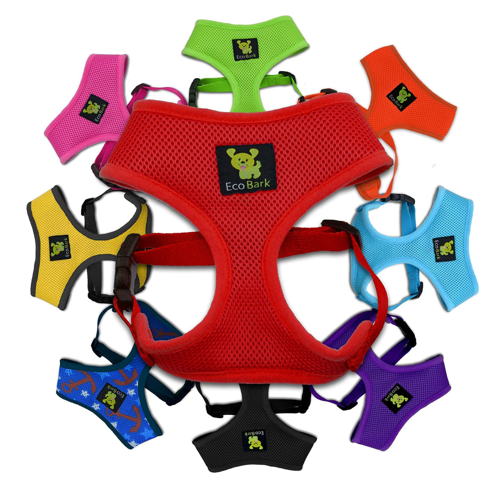 EcoBark Medium Red Dog Harness - Eco-Friendly No Pull Vest for Small Dogs 10-17 lbs