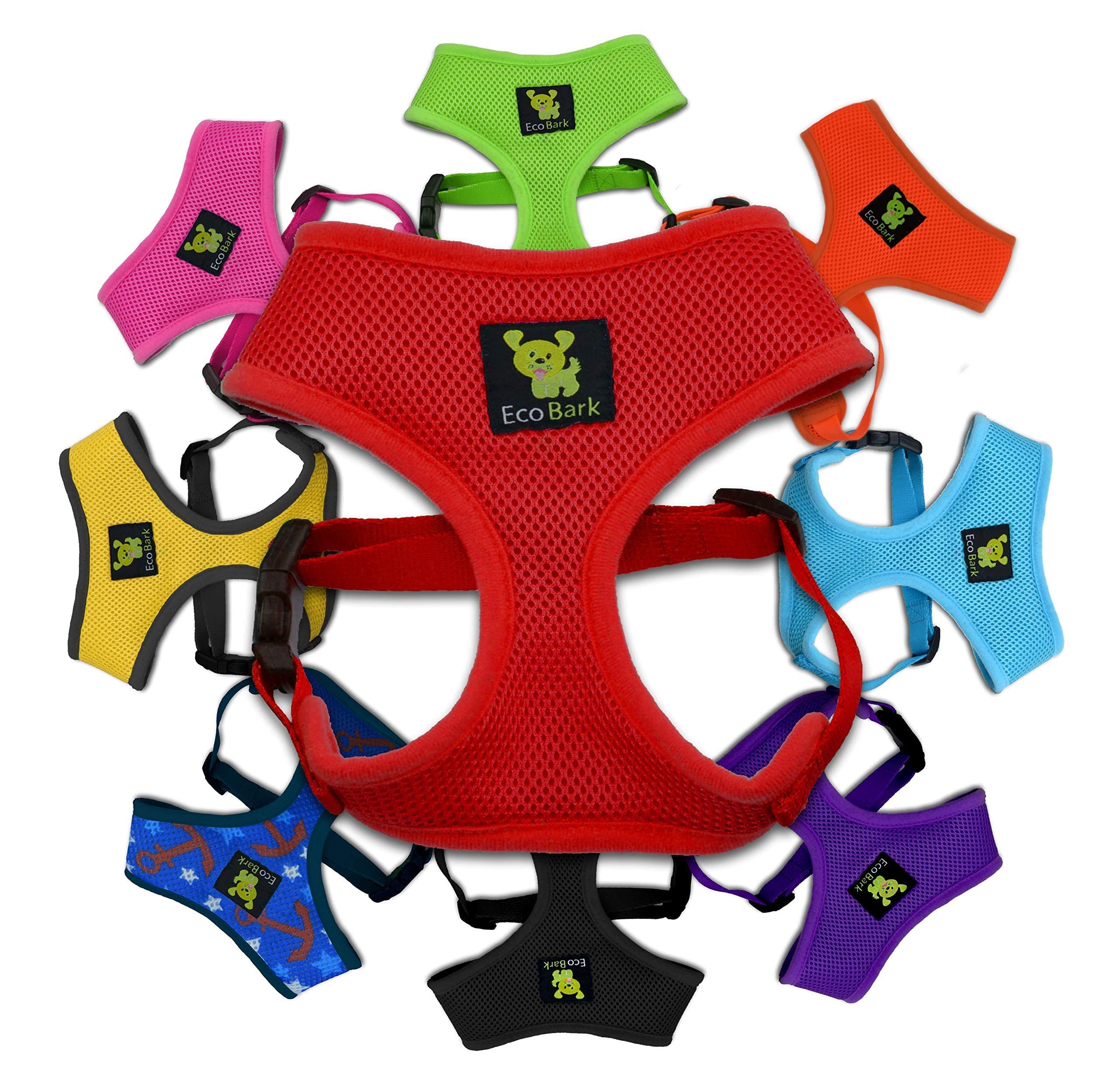 EcoBark Medium Red Dog Harness - Eco-Friendly No Pull Vest for Small Dogs 10-17 lbs