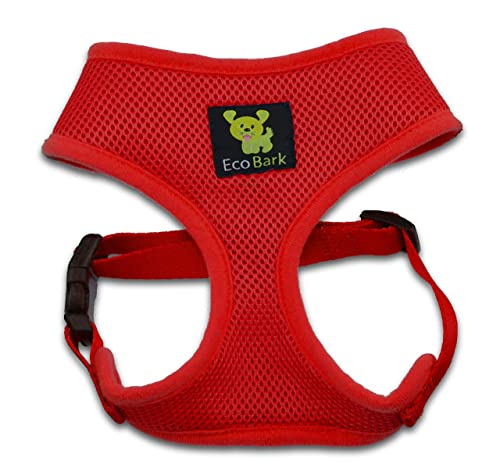EcoBark Medium Red Dog Harness - Eco-Friendly No Pull Vest for Small Dogs 10-17 lbs