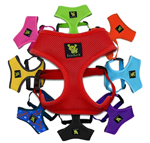 EcoBark Medium Red Dog Harness - Eco-Friendly No Pull Vest for Small Dogs 10-17 lbs