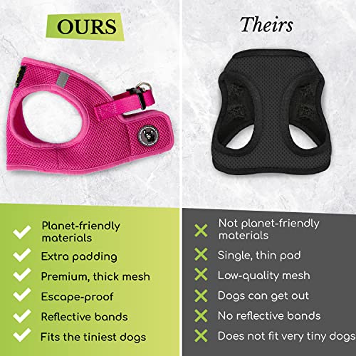 EcoBark Purple Medium Step-In Dog Harness for Small Dogs - Eco-Friendly Reflective Mesh