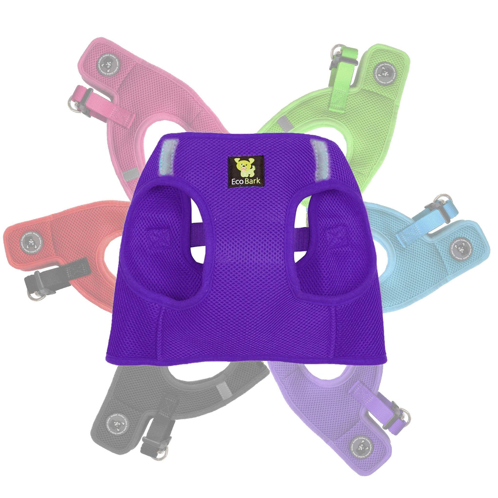 EcoBark Purple Medium Step-In Dog Harness for Small Dogs - Eco-Friendly Reflective Mesh