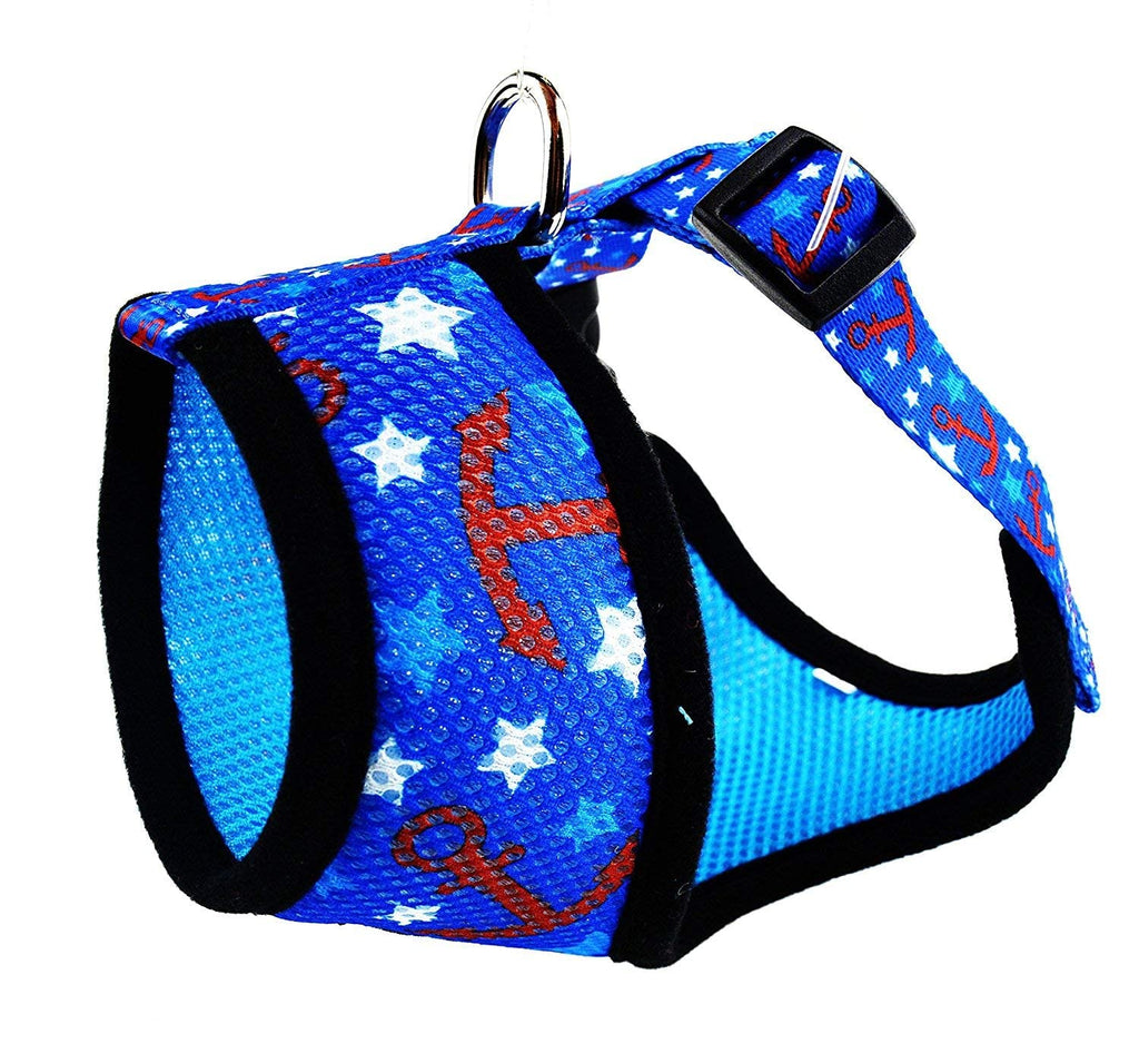 EcoBark Small Dog Harness - Soft Mesh, No-Pull, Eco-Friendly, Fits 6-9 lbs (Nautical Blue)