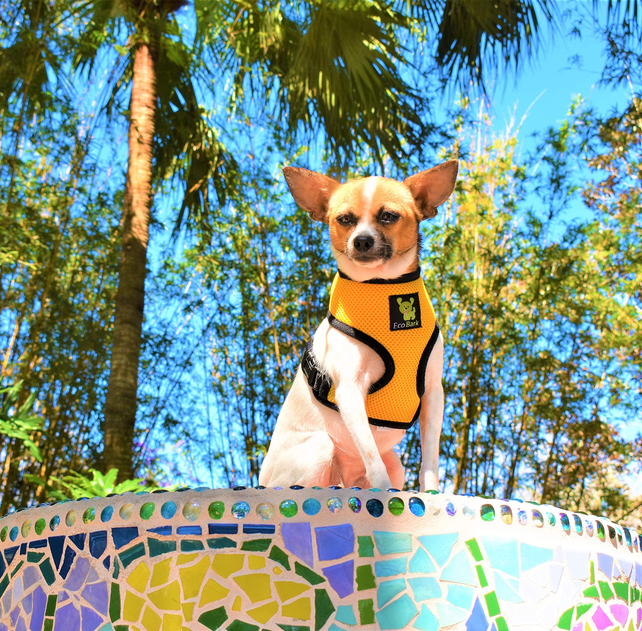 EcoBark Small Dog Harness - Yellow, Eco-Friendly Soft Mesh No-Pull Vest for 6-9 lbs Puppies