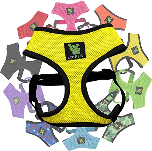 EcoBark Small Dog Harness - Yellow, Eco-Friendly Soft Mesh No-Pull Vest for 6-9 lbs Puppies