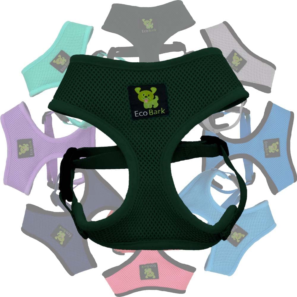EcoBark Small Dog Harness – Soft Mesh Vest for Toy Breeds, No Pull Design, Eco-Friendly, Forest Green