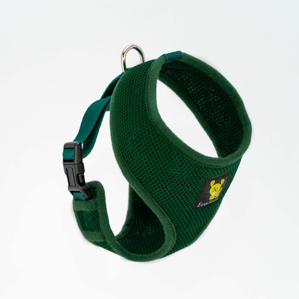 EcoBark Small Dog Harness – Soft Mesh Vest for Toy Breeds, No Pull Design, Eco-Friendly, Forest Green