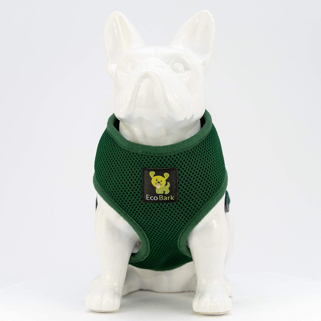EcoBark Small Dog Harness – Soft Mesh Vest for Toy Breeds, No Pull Design, Eco-Friendly, Forest Green