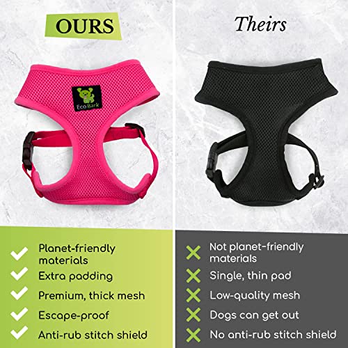 EcoBark Small Pink Dog Harness - Breathable Mesh Vest for Toy Breeds & Puppies