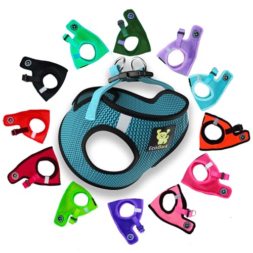 EcoBark Step in Dog Harness XXS Aqua Sport – Breathable Trinity Air Mesh for Teacup Dogs