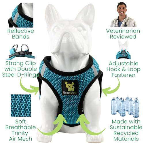EcoBark Step in Dog Harness XXS Aqua Sport – Breathable Trinity Air Mesh for Teacup Dogs