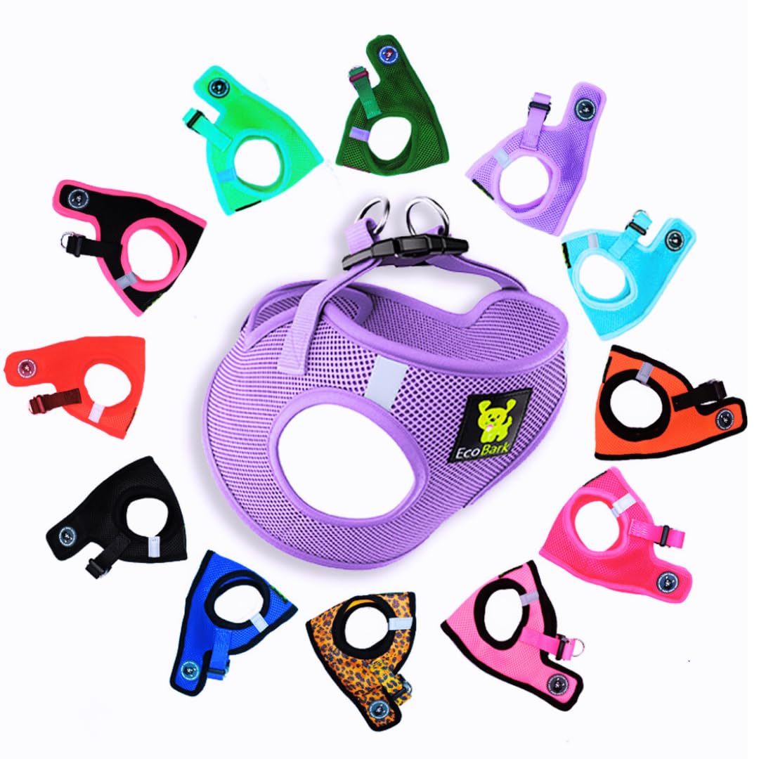 EcoBark Teacup Dog Harness - XXS Lavender Step-In Vest for Tiny Breeds