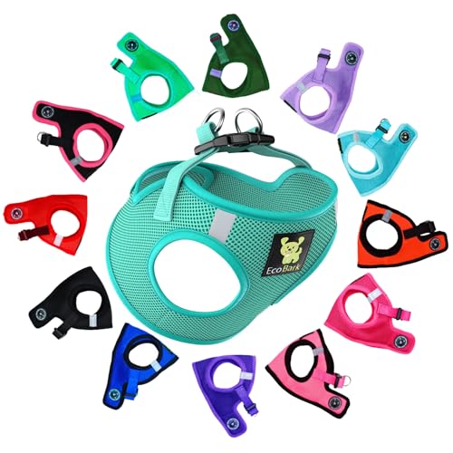 EcoBark XS Dog Harness – No-Pull Step-In Vest for Small Dogs 5–6 lbs (Mint Turquoise)