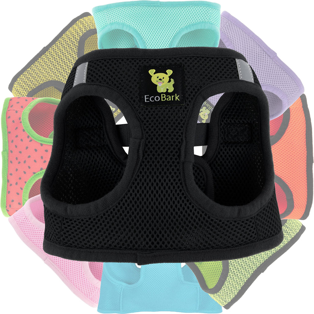 EcoBark XXXS Step-in Dog Harness for Teacup Dogs - Black, Reflective, Eco-Friendly