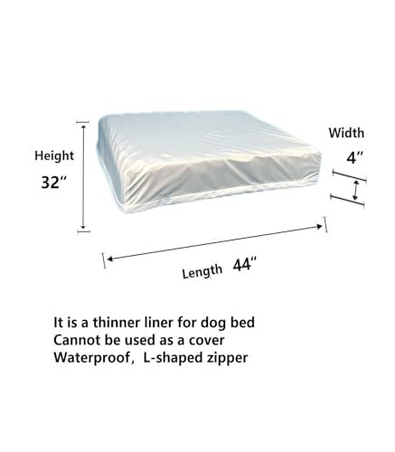EechicSpace Waterproof Dog Bed Liner Replacement – 44x32x4 Inch, Polyester with TPU, Full Wrap Zipper