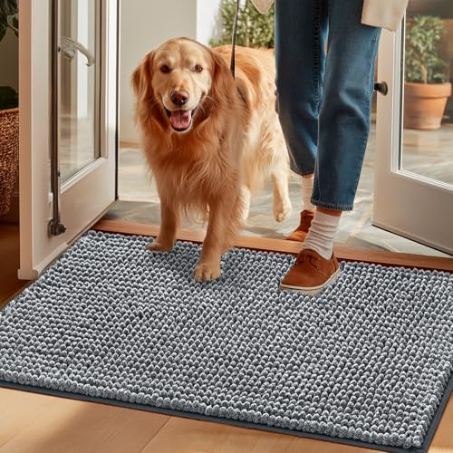 EHEYCIGA Super Absorbent Dog Door Mat 36x24 Inch - Quick-Dry Chenille, Non-Slip, Washable Mud Mat for Paws
