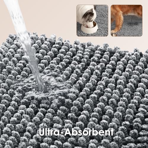 EHEYCIGA Super Absorbent Dog Door Mat 36x24 Inch - Quick-Dry Chenille, Non-Slip, Washable Mud Mat for Paws