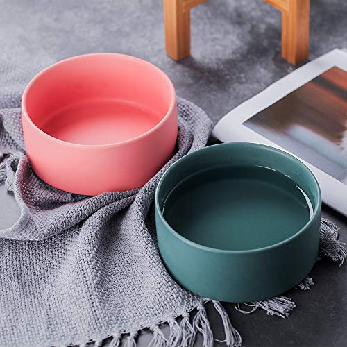 Elevated Ceramic Pet Bowl with Wood Stand – Non-Slip, Dishwasher Safe, 6x6x5 Inches for Cats & Small Dogs