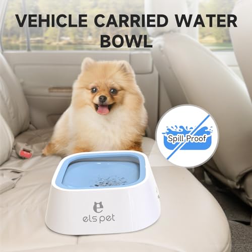 ELS PET No Spill Dog & Cat Bowl – 35oz/1L Large Capacity Travel Water Dispenser in Blue