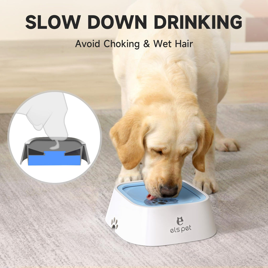 ELS PET No Spill Dog & Cat Bowl – 35oz/1L Large Capacity Travel Water Dispenser in Blue