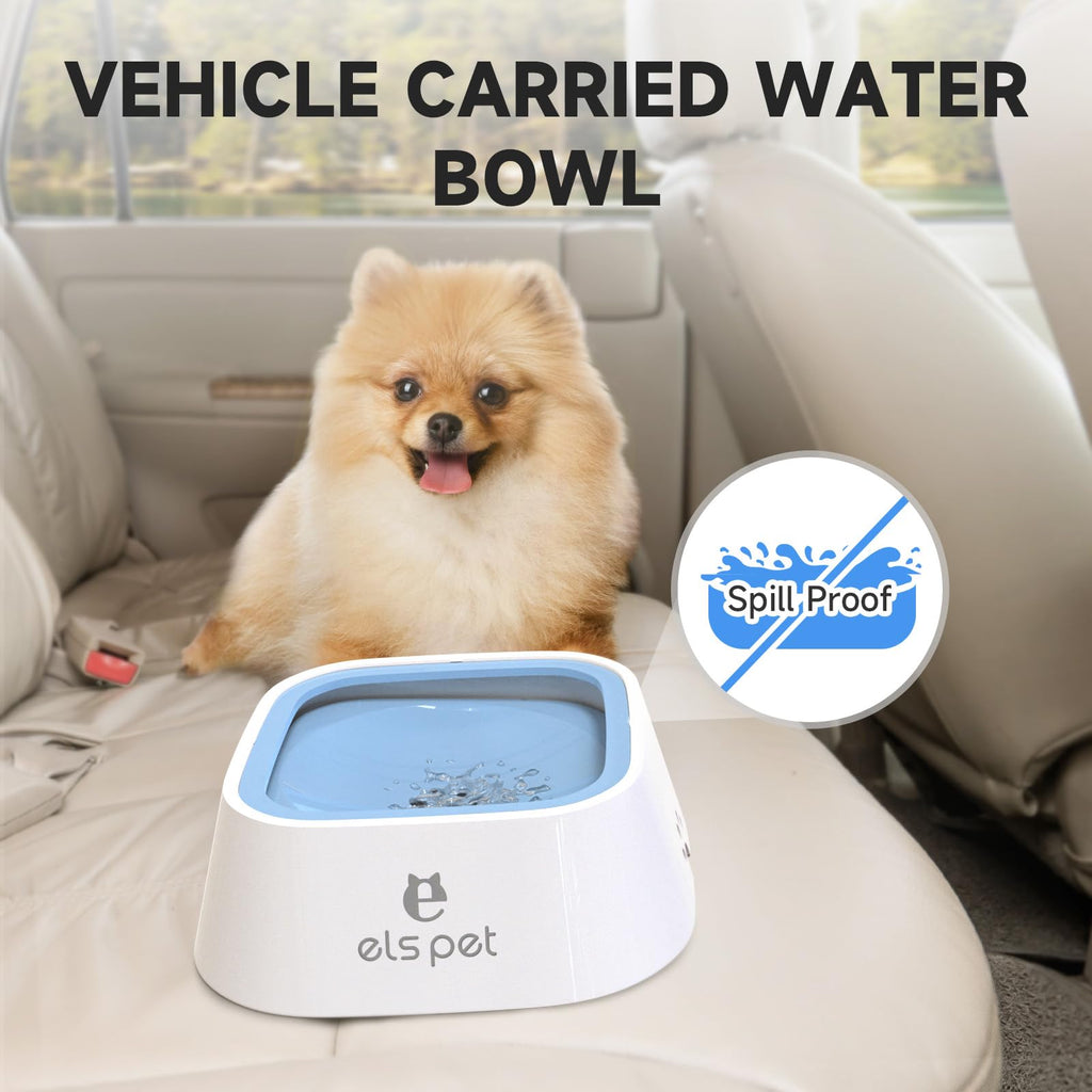 ELS PET No Spill Dog & Cat Bowl – 35oz/1L Large Capacity Travel Water Dispenser in Blue