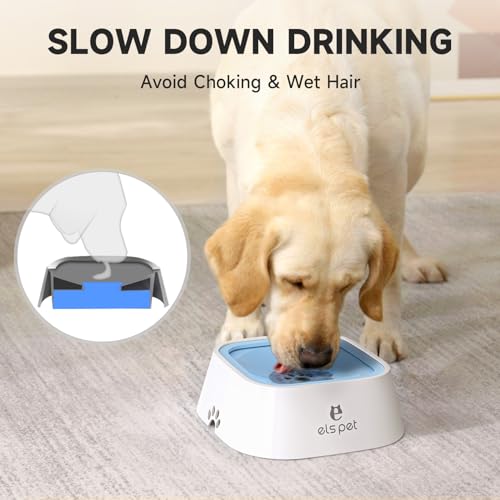 ELS PET No Spill Dog & Cat Bowl – 35oz/1L Large Capacity Travel Water Dispenser in Blue