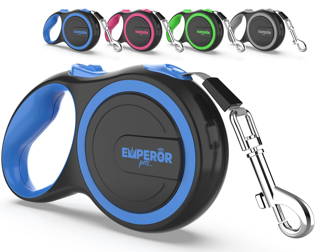 Emperor Pets 16 ft Retractable Dog Leash for Small Dogs - Blue, Up to 44 lbs