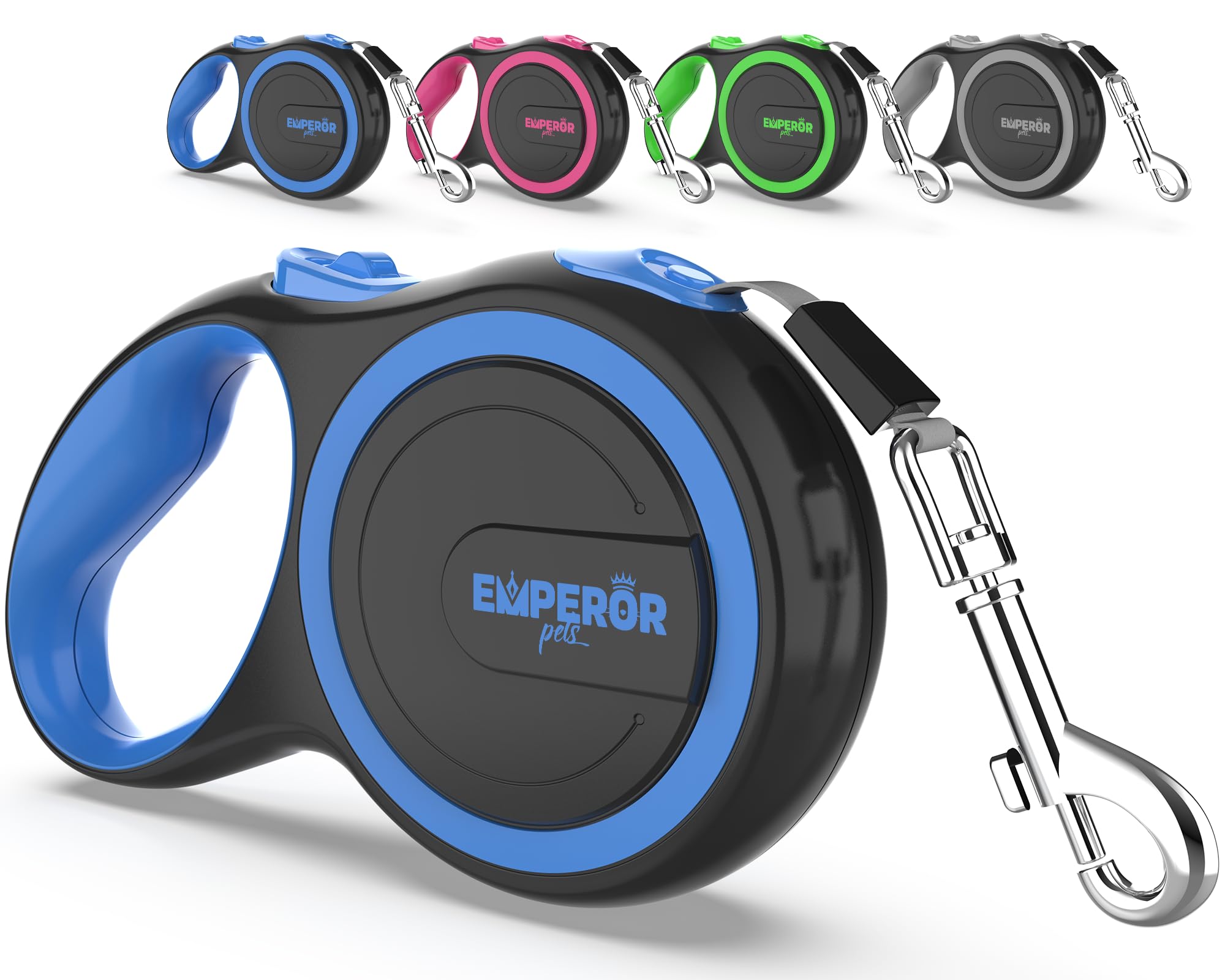 Emperor Pets 16 ft Retractable Dog Leash for Small Dogs - Blue, Up to 44 lbs