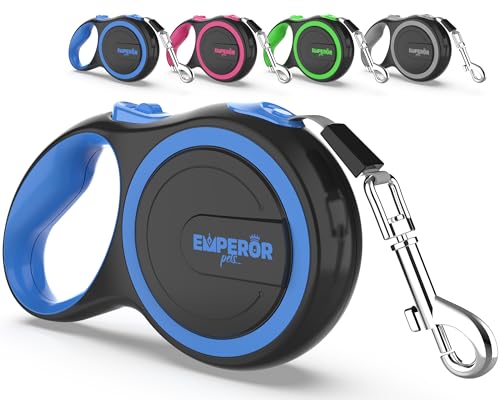 Emperor Pets 16 ft Retractable Dog Leash for Small Dogs - Blue, Up to 44 lbs