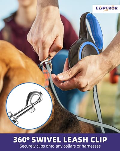 Emperor Pets 16 ft Retractable Dog Leash for Small Dogs - Blue, Up to 44 lbs