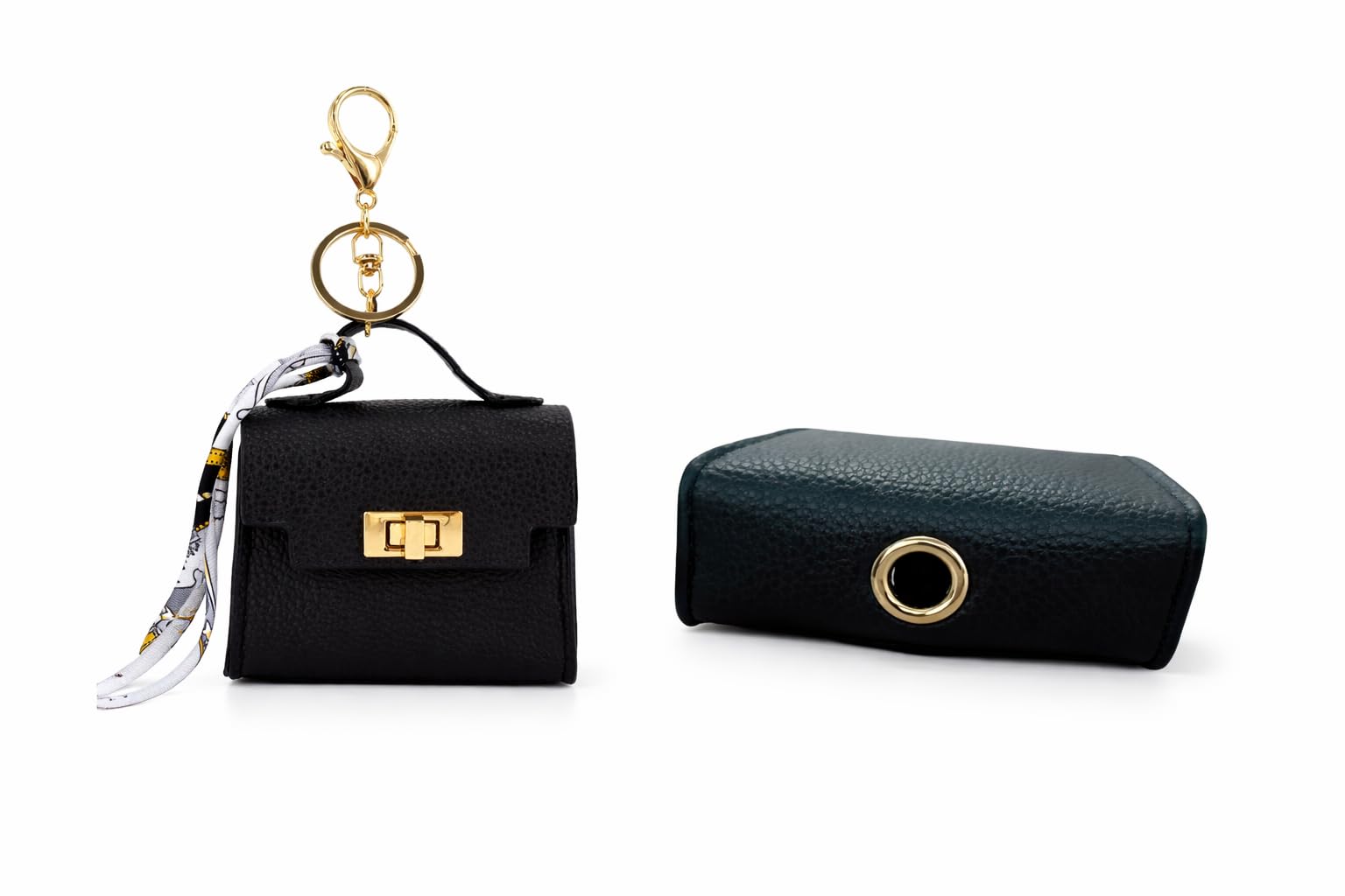 Everything Chic Barkin Poop Bag Holder – Designer Waste Bag Dispenser with Gold Hardware & Keychain Clip for Leash or Travel
