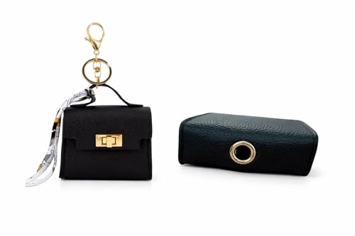 Everything Chic Barkin Poop Bag Holder – Designer Waste Bag Dispenser with Gold Hardware & Keychain Clip for Leash or Travel