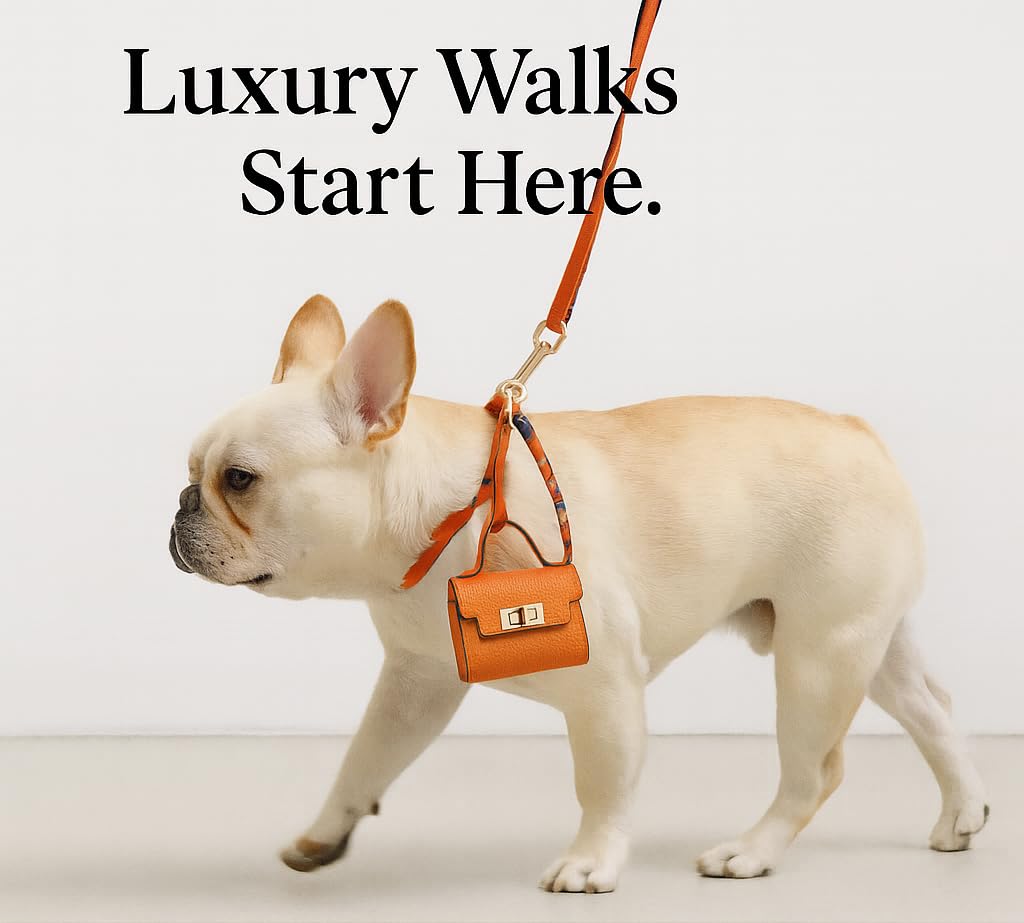 Everything Chic Barkin Poop Bag Holder – Designer Waste Bag Dispenser with Gold Hardware & Keychain Clip for Leash or Travel