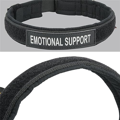 EXCELLENT ELITE SPANKER Tactical Dog Collar - Black Small Size Padded Nylon Military Collar with D-Ring and ID Panel