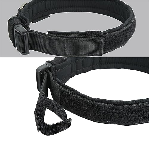 EXCELLENT ELITE SPANKER Tactical Dog Collar - Black Small Size Padded Nylon Military Collar with D-Ring and ID Panel