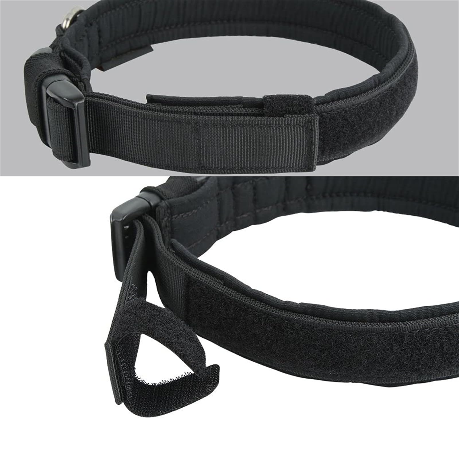 EXCELLENT ELITE SPANKER Tactical Dog Collar - Black Small Size Padded Nylon Military Collar with D-Ring and ID Panel