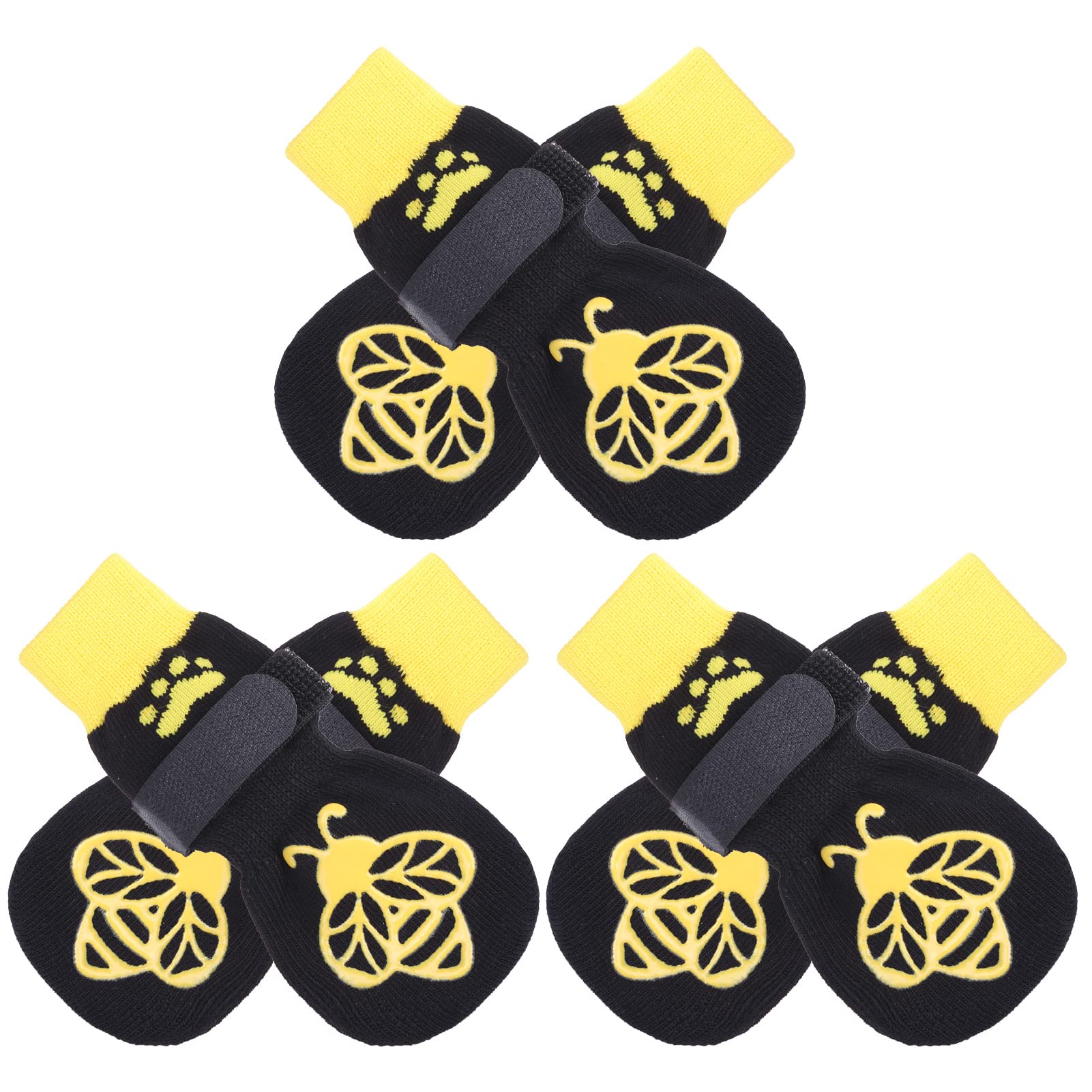 EXPAWLORER Anti-Slip Dog Socks – Bee Pattern, Small, Double-Sided Grippers for Paw Protection & Indoor Wear