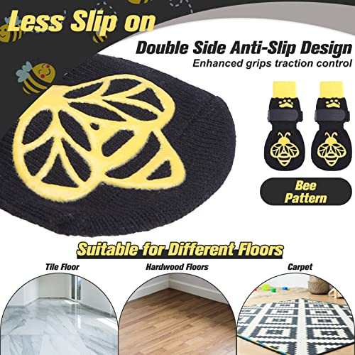 EXPAWLORER Anti-Slip Dog Socks – Bee Pattern, Small, Double-Sided Grippers for Paw Protection & Indoor Wear