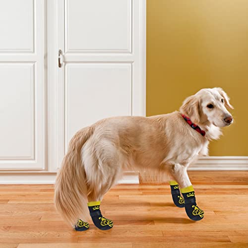 EXPAWLORER Anti-Slip Dog Socks – Bee Pattern, Small, Double-Sided Grippers for Paw Protection & Indoor Wear