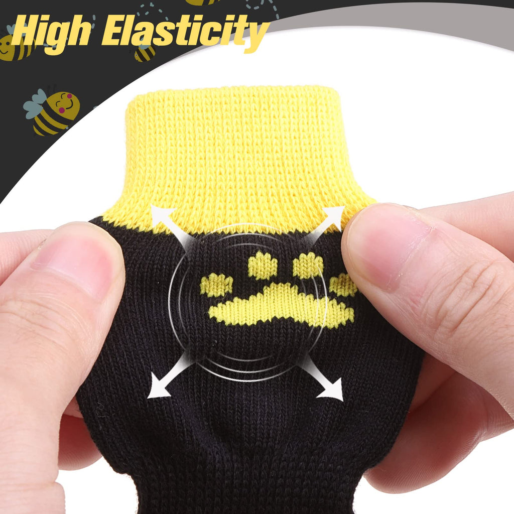 EXPAWLORER Anti-Slip Dog Socks – Bee Pattern, Small, Double-Sided Grippers for Paw Protection & Indoor Wear