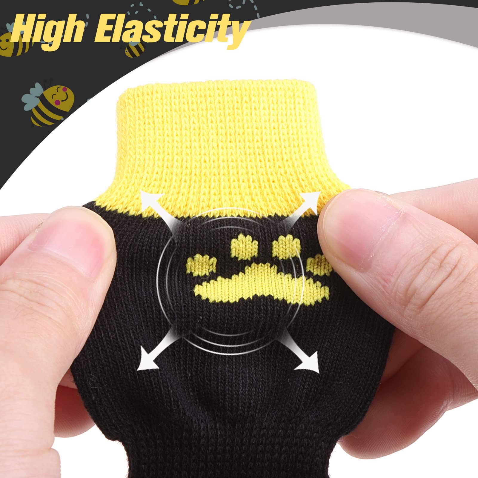 EXPAWLORER Anti-Slip Dog Socks – Bee Pattern, Small, Double-Sided Grippers for Paw Protection & Indoor Wear