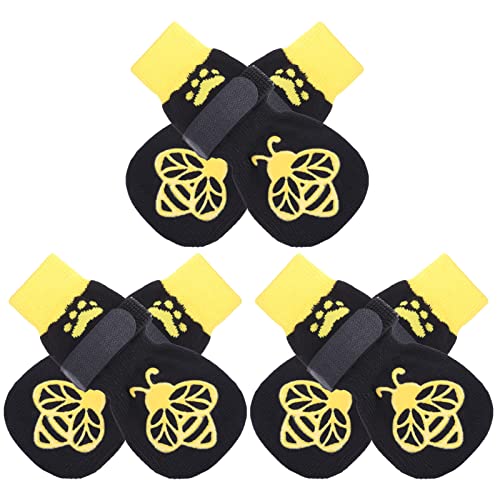 EXPAWLORER Anti-Slip Dog Socks – Bee Pattern, Small, Double-Sided Grippers for Paw Protection & Indoor Wear