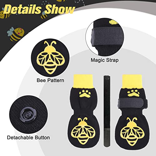 EXPAWLORER Anti-Slip Dog Socks – Bee Pattern, Small, Double-Sided Grippers for Paw Protection & Indoor Wear