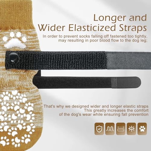 EXPAWLORER Anti-Slip Dog Socks for Paw Protection & Licking - Small 6-Pack, Beige