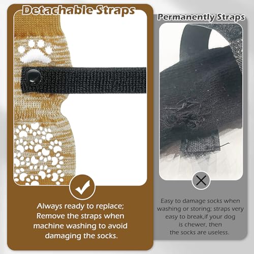 EXPAWLORER Anti-Slip Dog Socks for Paw Protection & Licking - Small 6-Pack, Beige