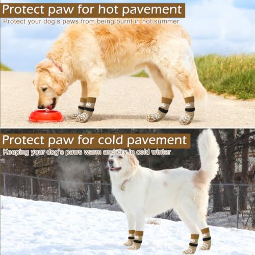 EXPAWLORER Anti-Slip Dog Socks for Paw Protection & Licking - Small 6-Pack, Beige