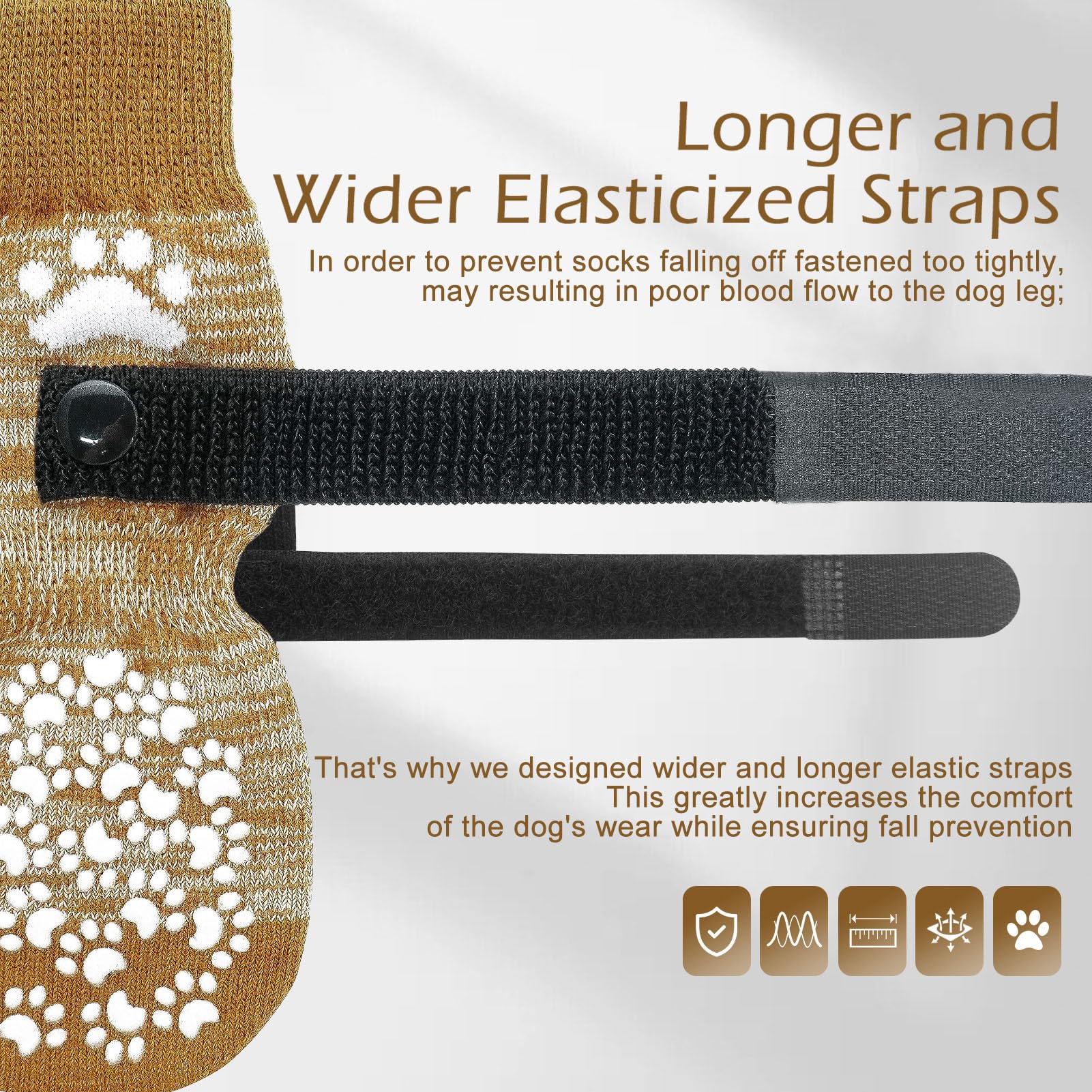 EXPAWLORER Anti-Slip Dog Socks for Paw Protection & Licking - Small 6-Pack, Beige