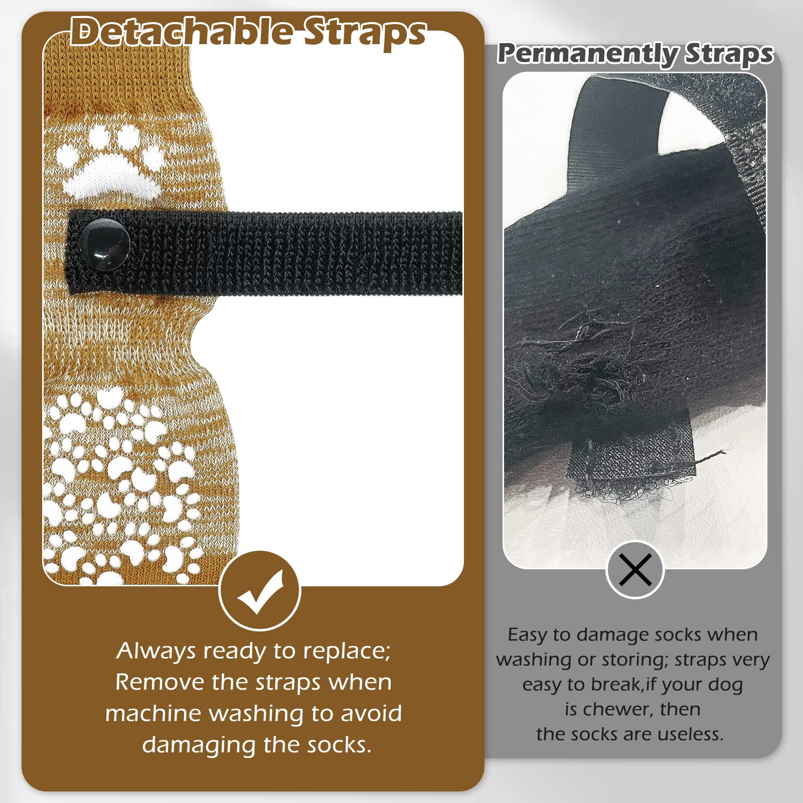 EXPAWLORER Anti-Slip Dog Socks for Paw Protection & Licking - Small 6-Pack, Beige