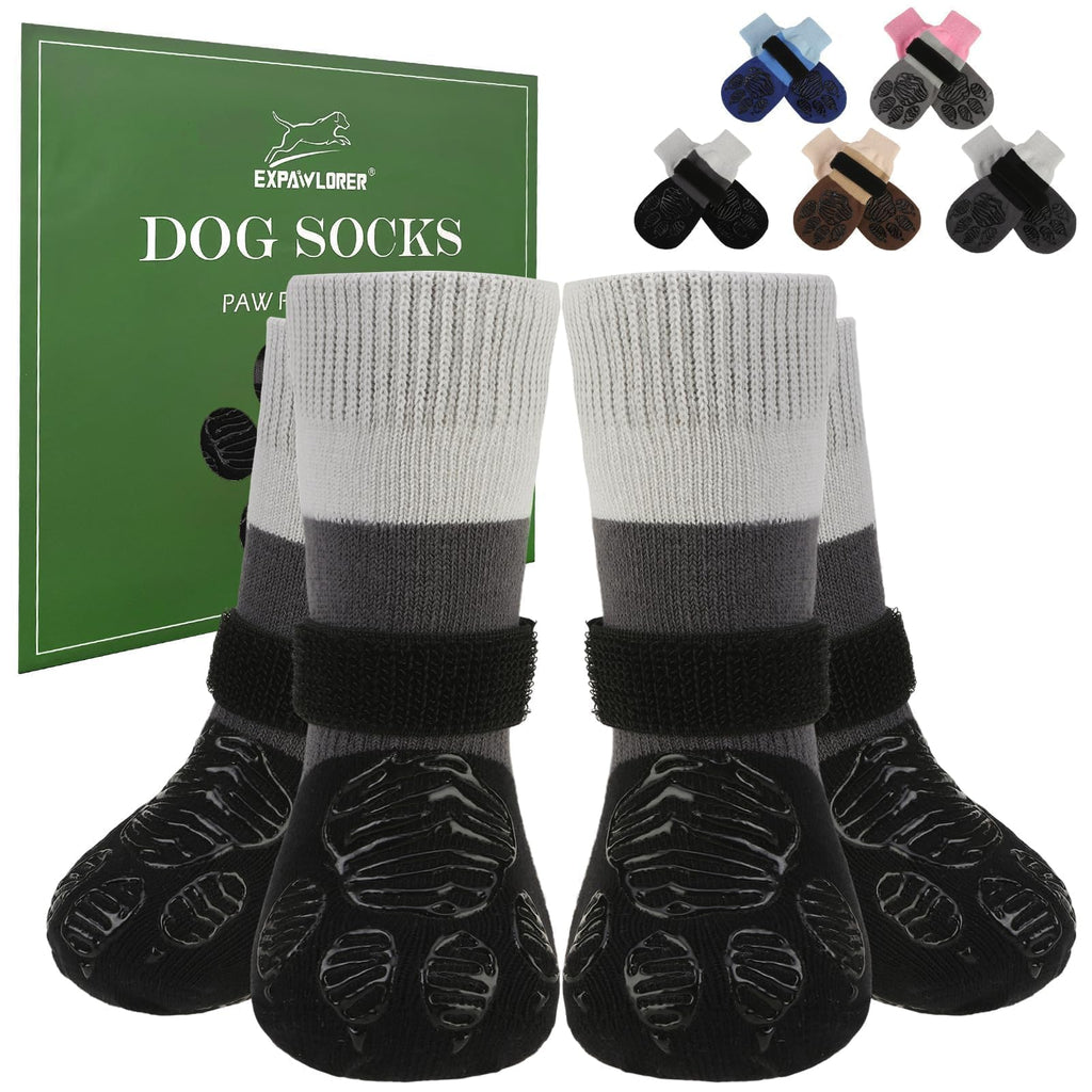 EXPAWLORER Large Black Dog Socks – Anti-Slip Paw Protectors with Grippers for Hot Pavement and Hardwood Floors