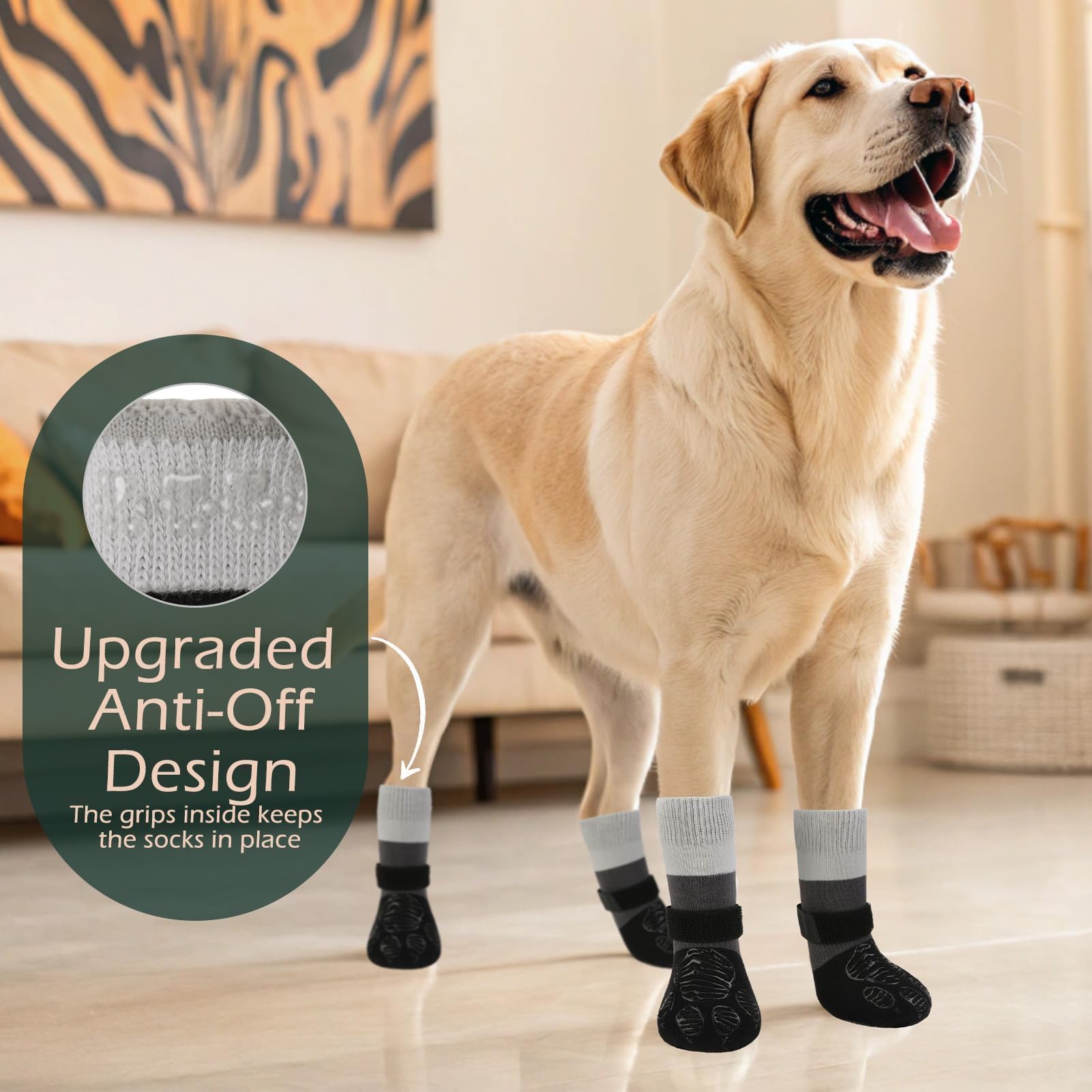 EXPAWLORER Large Black Dog Socks – Anti-Slip Paw Protectors with Grippers for Hot Pavement and Hardwood Floors